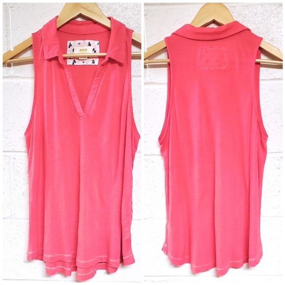 Anthropologie Tops - Anthropologie Maeve Coral Split V-neck Top Medium